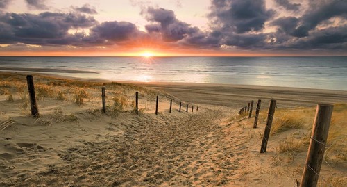 Zonsondergang strand 130x70CM